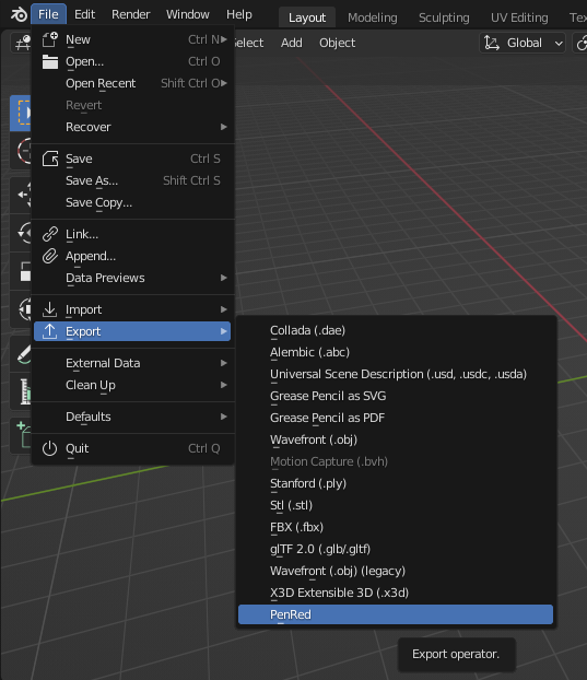 PenRed Export Menu