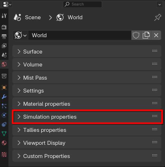 Simulation properties tag